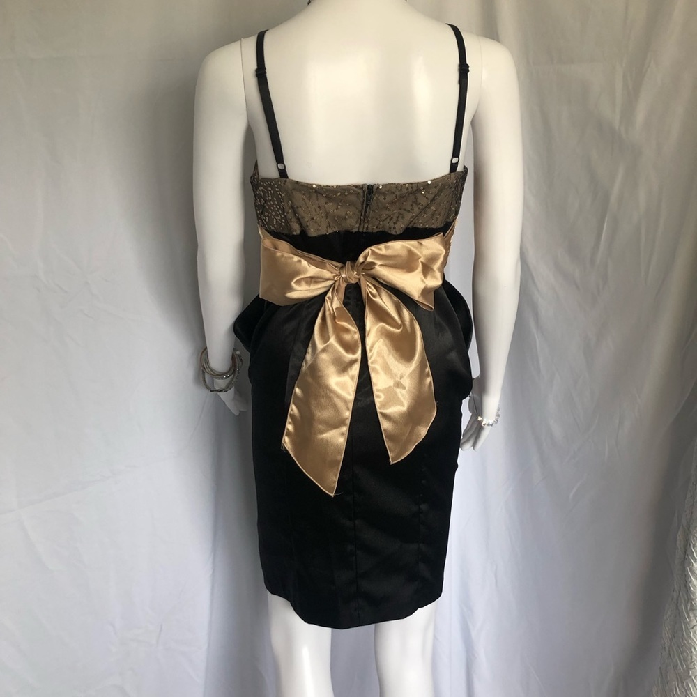 A. Byer 7 black and gold dress w gold sequins - Picture 2 of 15
